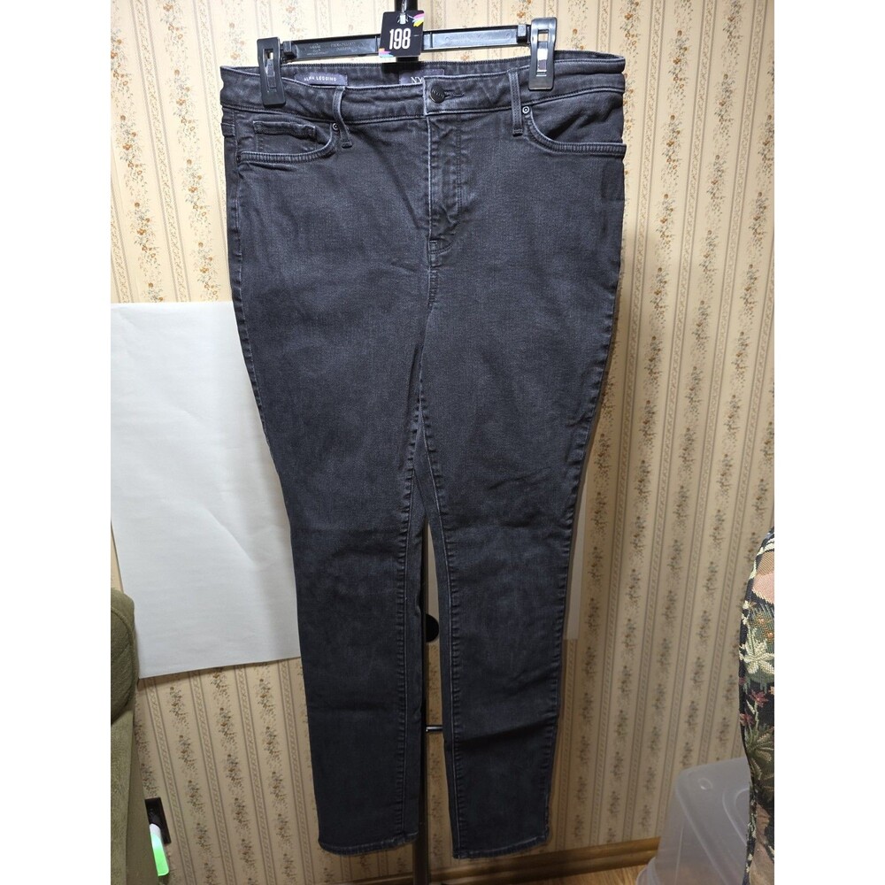 NYDJ Alina Legging Jeans Womens 12 Black Skinny Lift Tuck Stretch Denim